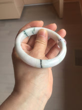 Load image into Gallery viewer, 59.4mm Certificated Type A 100% Natural White purple with green floating flowers Jadeite Jade bangle G110-1-9523