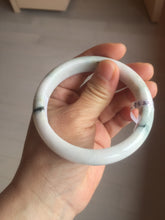 Load image into Gallery viewer, 59.4mm Certificated Type A 100% Natural White purple with green floating flowers Jadeite Jade bangle G110-1-9523