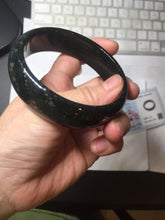 Load image into Gallery viewer, 60.3mm 100% Natural dark green/black meteorite Stellar Night sky nephrite bangle HN26-7598