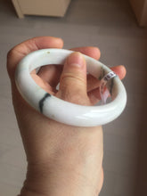 Load image into Gallery viewer, 59.4mm Certificated Type A 100% Natural White purple with green floating flowers Jadeite Jade bangle G110-1-9523