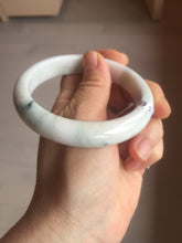 Load image into Gallery viewer, 59.4mm Certificated Type A 100% Natural White purple with green floating flowers Jadeite Jade bangle G110-1-9523