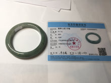 Load image into Gallery viewer, 57.2mm certified Type A 100% Natural icy watery dark green gray Jadeite Jade bangle PC14-0371