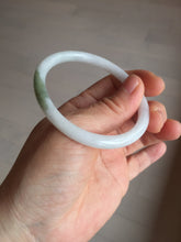 Load image into Gallery viewer, 53.5mm certified 100% natural light green white slim round cut oval jadeite jade bangle BL85-4662