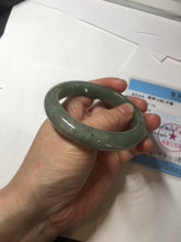 Load image into Gallery viewer, 57.2mm certified Type A 100% Natural icy watery dark green gray Jadeite Jade bangle PC14-0371