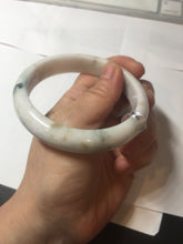 Load image into Gallery viewer, 59.6mm Certificated Type A 100% Natural White green red purplewith green floating flowers Jadeite Jade bangle G110-9546