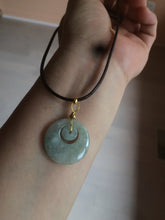 Load image into Gallery viewer, Type A 100% Natural icy light green Jadeite Jade safety Guardian ring Pendant (子母扣) AQ64