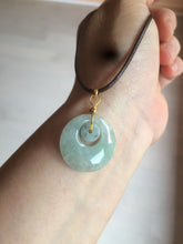 Load image into Gallery viewer, Type A 100% Natural icy light green Jadeite Jade safety Guardian ring Pendant (子母扣) AQ64
