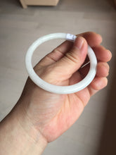 Load image into Gallery viewer, 55.6mm 100% natural Type A icy watery light green white slim round cut jadeite jade bangle AD113-8104