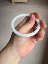 Load image into Gallery viewer, 55.6mm 100% natural Type A icy watery light green white slim round cut jadeite jade bangle AD113-8104
