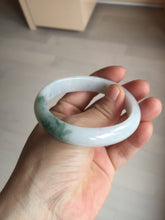 Load image into Gallery viewer, 52mm certified type A 100% Natural green/white oval jadeite jade bangle BK125-0256