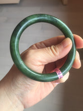Load image into Gallery viewer, 58.5mm 100% Natural dark green nephrite Jade (碧玉) round cut bangle G39