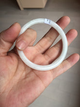 Load image into Gallery viewer, 55.6mm 100% natural Type A icy watery light green white slim round cut jadeite jade bangle AD113-8104