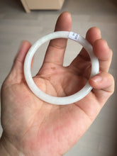 Load image into Gallery viewer, 55.6mm 100% natural Type A icy watery light green white slim round cut jadeite jade bangle AD113-8104