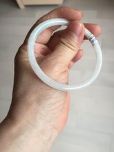 Load image into Gallery viewer, 56mm 100% natural Type A light green white slim round cut jadeite jade bangle AD107-8108
