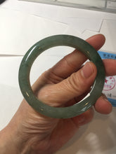 Load image into Gallery viewer, 57.2mm certified Type A 100% Natural icy watery dark green gray Jadeite Jade bangle PC15-0368