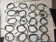Load image into Gallery viewer, 100% natural type A green white Safety Guardian Button donut jadeite jade thread woven bracelets PD99