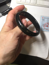 Load image into Gallery viewer, 62.3mm 100% Natural dark green/black meteorite Stellar Night sky nephrite bangle HN28-7608