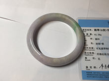 Load image into Gallery viewer, 58.5mm Certified type A 100% Natural sunny green/white/purple(春带彩) Jadeite bangle BS68-2531