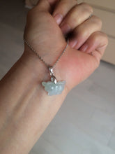 Load image into Gallery viewer, 100% Natural type A icy watery  light green purple white 3D Jadeite Jade butterfly pendant BG47