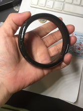 Load image into Gallery viewer, 62.3mm 100% Natural dark green/black meteorite Stellar Night sky nephrite bangle HN28-7608