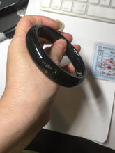 Load image into Gallery viewer, 62.3mm 100% Natural dark green/black meteorite Stellar Night sky nephrite bangle HN28-7608