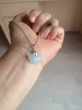 Load image into Gallery viewer, 100% Natural type A icy watery  light green purple white 3D Jadeite Jade butterfly pendant BG47