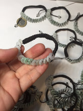 Load image into Gallery viewer, 100% natural type A green white Safety Guardian Button donut jadeite jade thread woven bracelets PD99