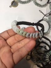 Load image into Gallery viewer, 100% natural type A green white Safety Guardian Button donut jadeite jade thread woven bracelets PD99