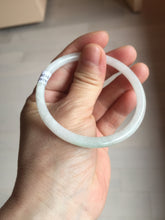 Load image into Gallery viewer, 56mm 100% natural Type A light green white slim round cut jadeite jade bangle AD107-8108