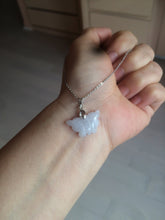 Load image into Gallery viewer, 100% Natural type A icy watery  light green purple white 3D Jadeite Jade butterfly pendant BG47