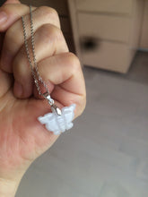Load image into Gallery viewer, 100% Natural type A icy watery  light green purple white 3D Jadeite Jade butterfly pendant BG47