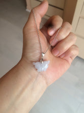 Load image into Gallery viewer, 100% Natural type A icy watery  light green purple white 3D Jadeite Jade butterfly pendant BG47