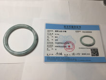 Load image into Gallery viewer, 55.8mm Certified Type A 100% Natural green/blue with green floating flowers slim round cut Jadeite bangle PB237-9550