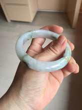 Load image into Gallery viewer, 55mm 100% Natural type A green white green floating flowers carved and golden-painted Jadeite Jade bangle PA168-2337