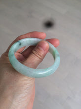 Load image into Gallery viewer, 48.5mm Certified Type A 100% Natural icy light green/white oval Jadeite Jade bangle K101-1696