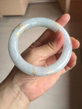 Load image into Gallery viewer, 59.2mm Certified 100% Natural type A light green/purple carved and golden-painted chubby round cut Jadeite Jade bangle PA167-4923