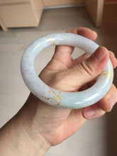 Load image into Gallery viewer, 59.2mm Certified 100% Natural type A light green/purple carved and golden-painted chubby round cut Jadeite Jade bangle PA167-4923
