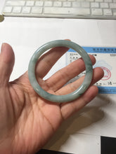 Load image into Gallery viewer, 55.8mm Certified Type A 100% Natural green/blue with green floating flowers slim round cut Jadeite bangle PB237-9550