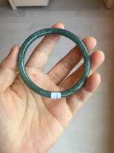 Load image into Gallery viewer, 59.2mm Certified Type A 100% Natural deep sea dark green/blue/gray/black snowy Guatemala slim round cut Jadeite bangle PC105-1029