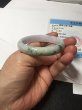 Load image into Gallery viewer, 53mm certified 100% natural Type A light green purple jadeite jade bangle AA33-4281