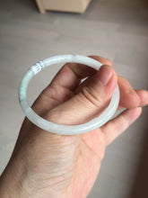 Load image into Gallery viewer, 51mm certified 100% natural type A icy watery light green/white slim oval round cut jadeite jade bangle AD105-8115