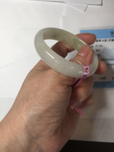 Load image into Gallery viewer, 48mm certified 100% natural Type A icy watery light green yellow white oval jadeite jade bangle PC16-6669