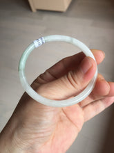 Load image into Gallery viewer, 51mm certified 100% natural type A icy watery light green/white slim oval round cut jadeite jade bangle AD105-8115
