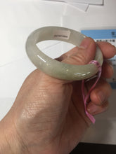 Load image into Gallery viewer, 48mm certified 100% natural Type A icy watery light green yellow white oval jadeite jade bangle PC16-6669
