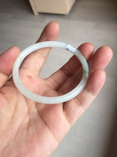 Load image into Gallery viewer, 51mm certified 100% natural type A icy watery light green/white slim oval round cut jadeite jade bangle AD105-8115