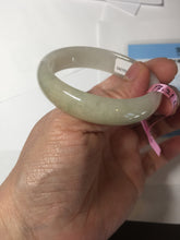 Load image into Gallery viewer, 48mm certified 100% natural Type A icy watery light green yellow white oval jadeite jade bangle PC16-6669
