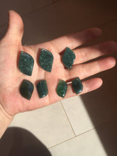 Load image into Gallery viewer, 100% natural type A Guatemala jadeite jade icy watery green black gray with flying snow Willow leaf pendant group BP64