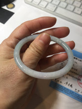 Load image into Gallery viewer, 51.5mm certified Type A 100% Natural icy watery light green purple round cut oval Jadeite Jade bangle AU27-8535