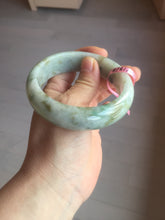 Load image into Gallery viewer, 59.2mm Type A 100% Natural light green brown chubby jadeite jade bangle G55