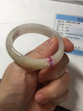 Load image into Gallery viewer, 47mm certified 100% natural Type A icy watery light green yellow white oval jadeite jade bangle PC17-6671